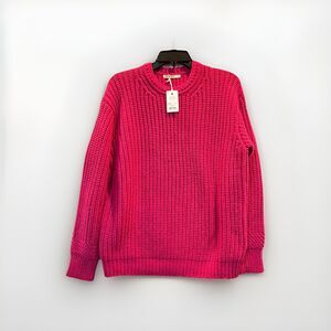 NEW Marine Layer Womens Oversized Cotton Sweater Rose Violet Small Chunky